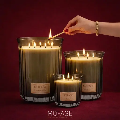 [MOF-02-0100-67]  “Marmas” – Scented Candle Vase-Set by MOFAGE
